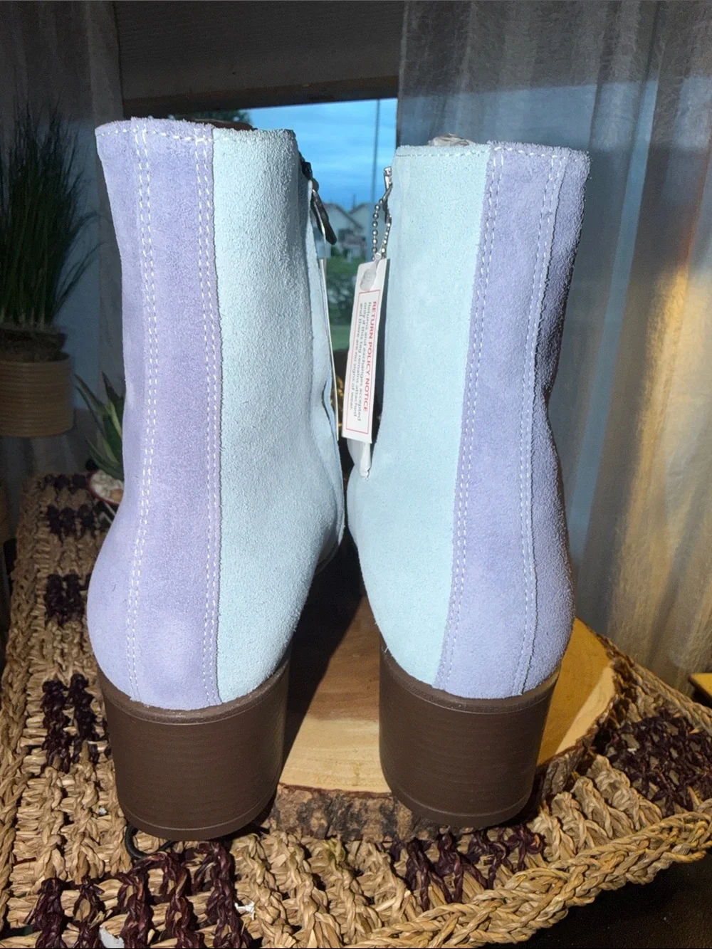 Lazo Siren Made in Italy Colorblock Suede Ankle Boots Size 8.5/39 NIB